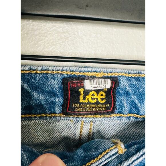 LEE Blue Medium Wash Cotton Denim Low Rise Mini Skirt Size 27 - Picture 6 of 9